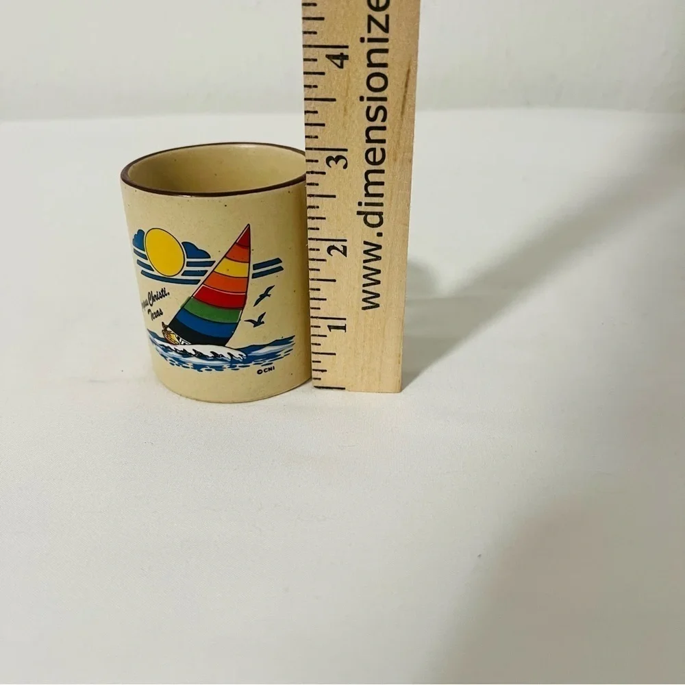 Corpus Christi Colorful Sailboat Mini Mug Souvenir Cream/Brown Color Keepsake